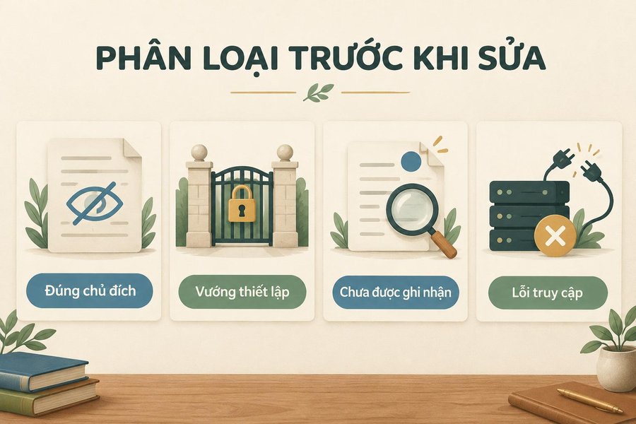 Bốn nhóm cần phân biệt khi một URL chưa được lập chỉ mục
