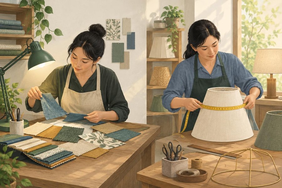 Hai công việc riêng: chọn chất liệu và đo kích thước chao đèn