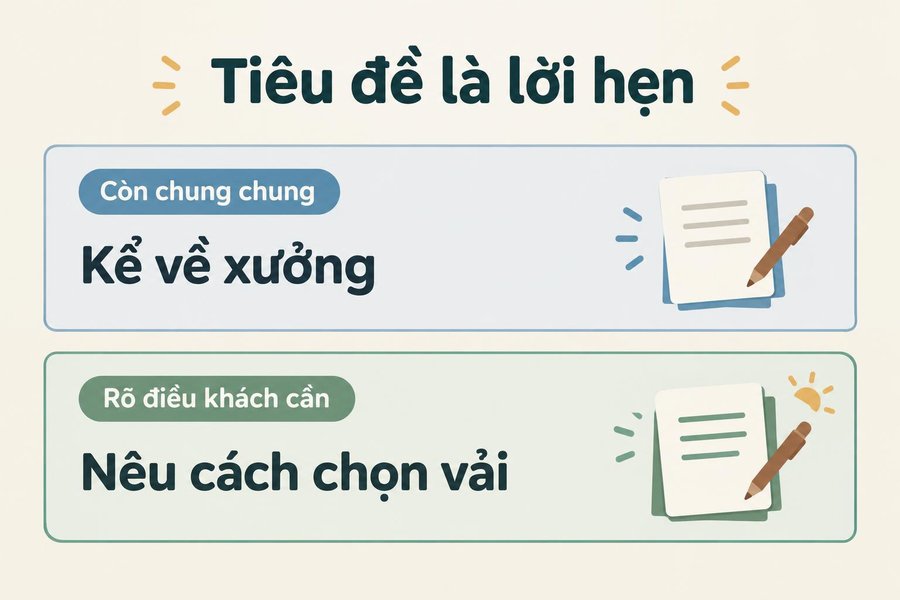 So sánh đoạn mở đầu chung chung với đoạn trả lời trực tiếp câu hỏi chọn vải cho chao đèn
