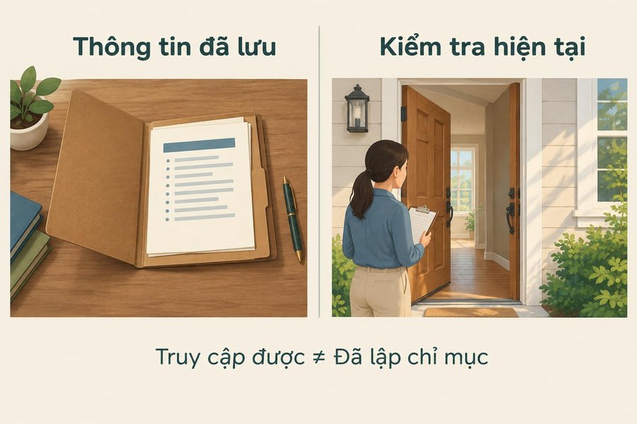So sánh việc xem hồ sơ Google đã lưu với việc kiểm tra khả năng truy cập trang hiện tại.