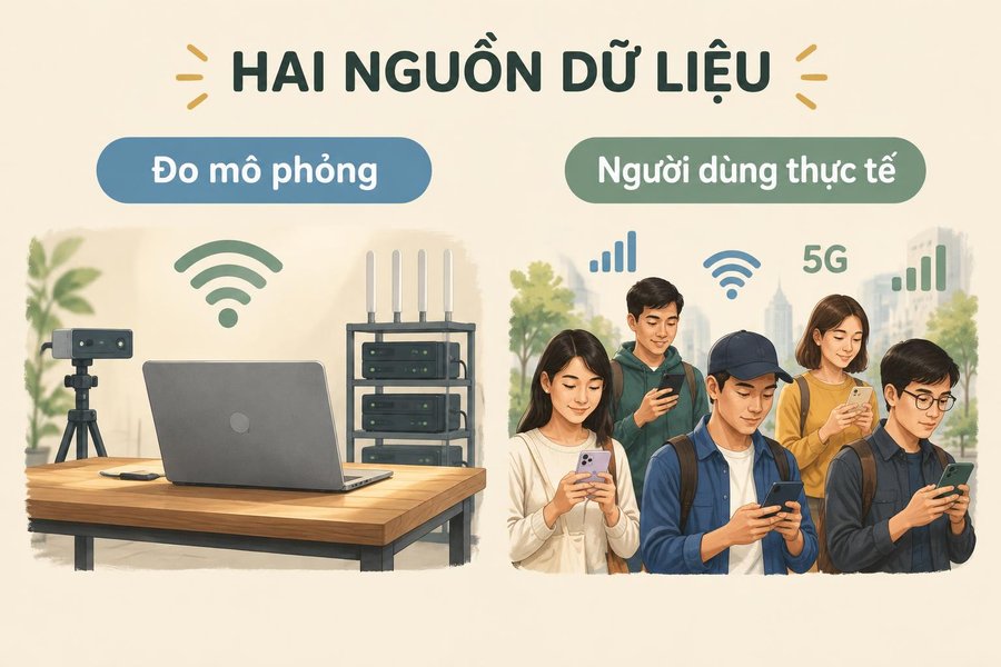 Phân biệt lần đo mô phỏng và trải nghiệm của nhiều người dùng thực tế