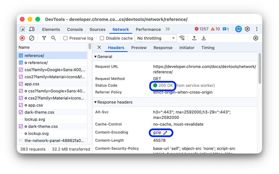 Vị trí thẻ Headers trong Network của Chrome DevTools
