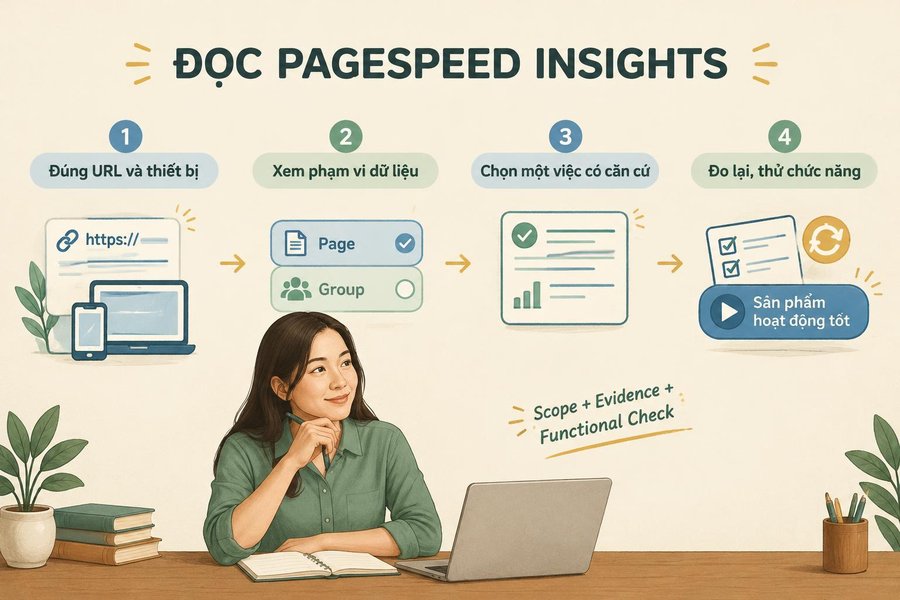 Sơ đồ ghi nhớ cách dùng báo cáo PageSpeed Insights