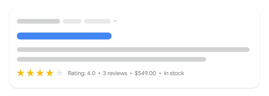 Ví dụ Google minh họa kết quả sản phẩm có giá và thông tin In stock
