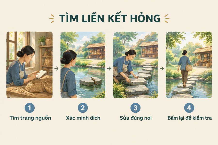 Sơ đồ ghi nhớ quy trình sửa liên kết hỏng